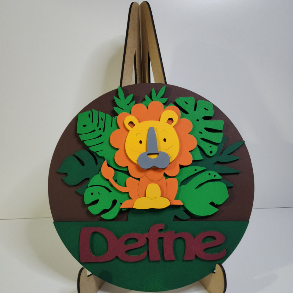 Aslan Temalı İsme Özel Bebek Kapı Süsü