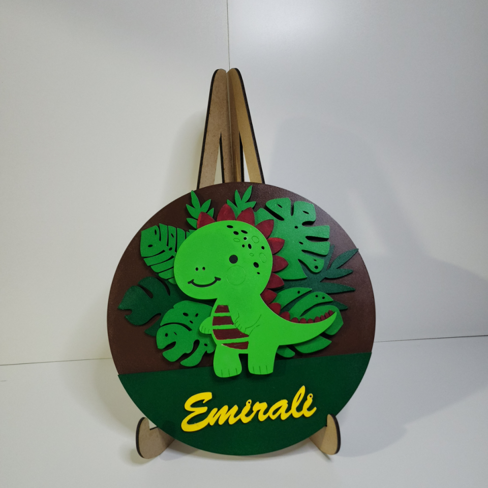 Dinazor Temalı İsme Özel Bebek Kapı Süsü