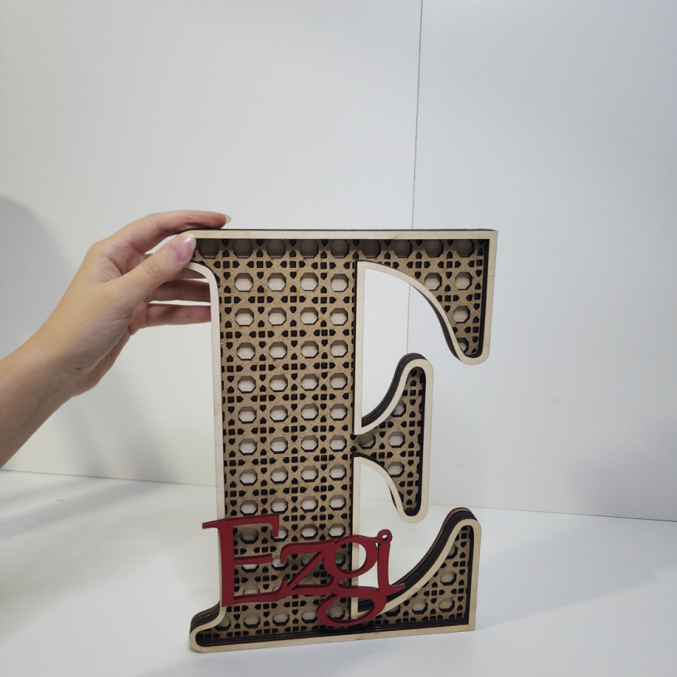 Kişiye Özel Hazeran Desenli Ahşap Harf