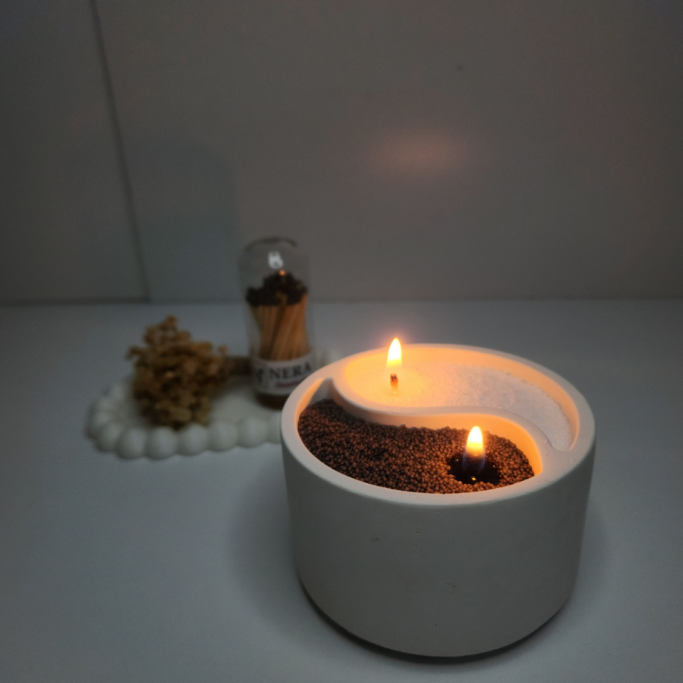 Yin Yang İnci Mum Seti & Kibrit Kutusu Hediye