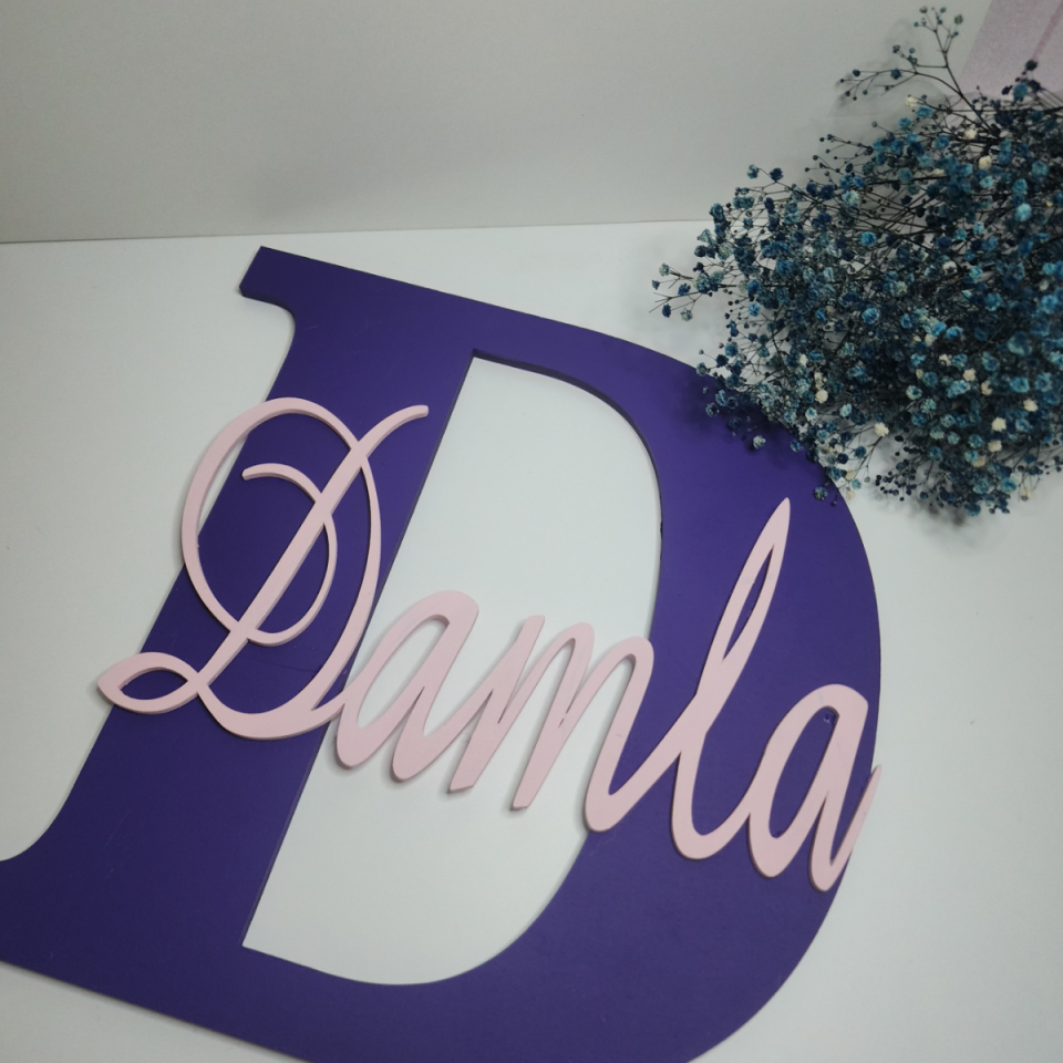 Kişiye Özel Ahşap İsimli Dekoratif Duvar Süsü