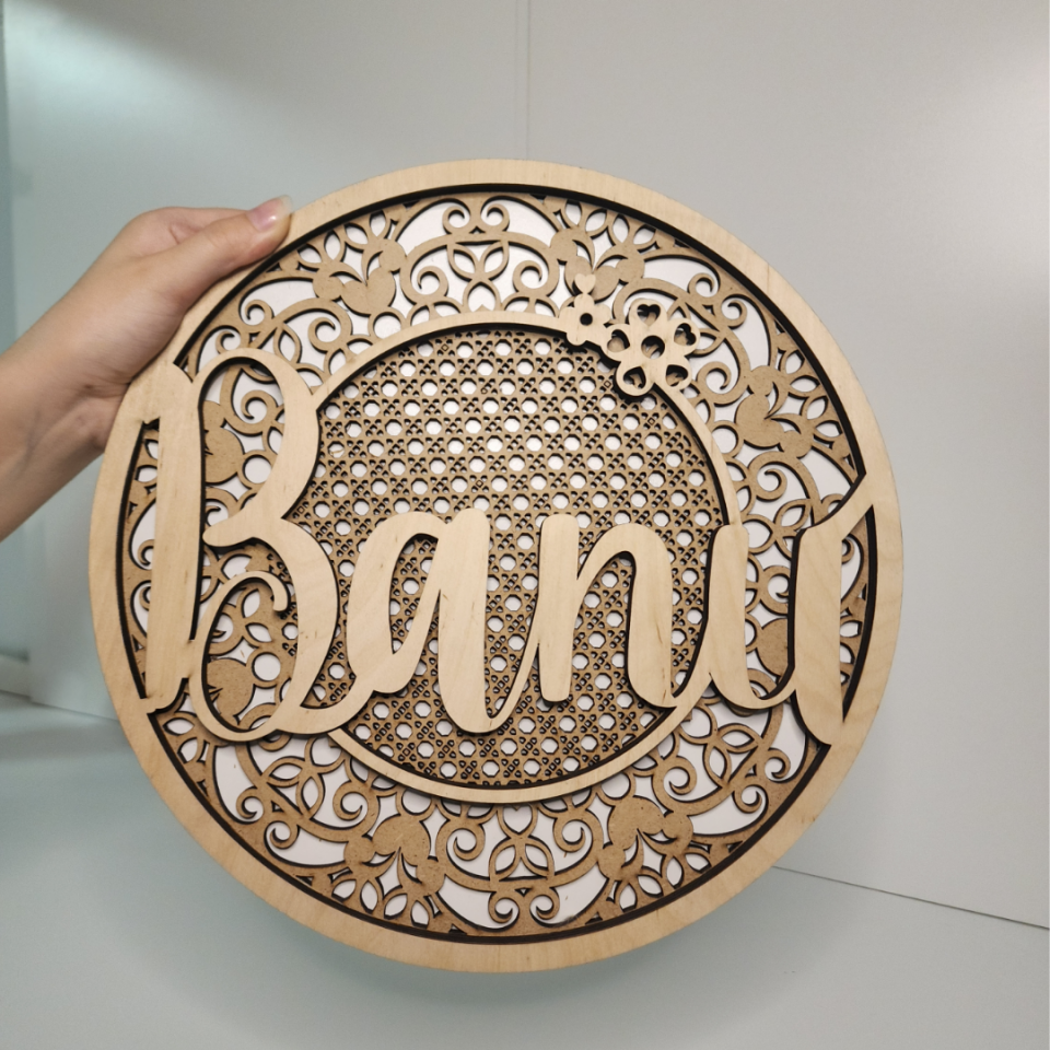 Kişiye Özel İsimli Ahşap Hazeran Tasarım Duvar Süsü